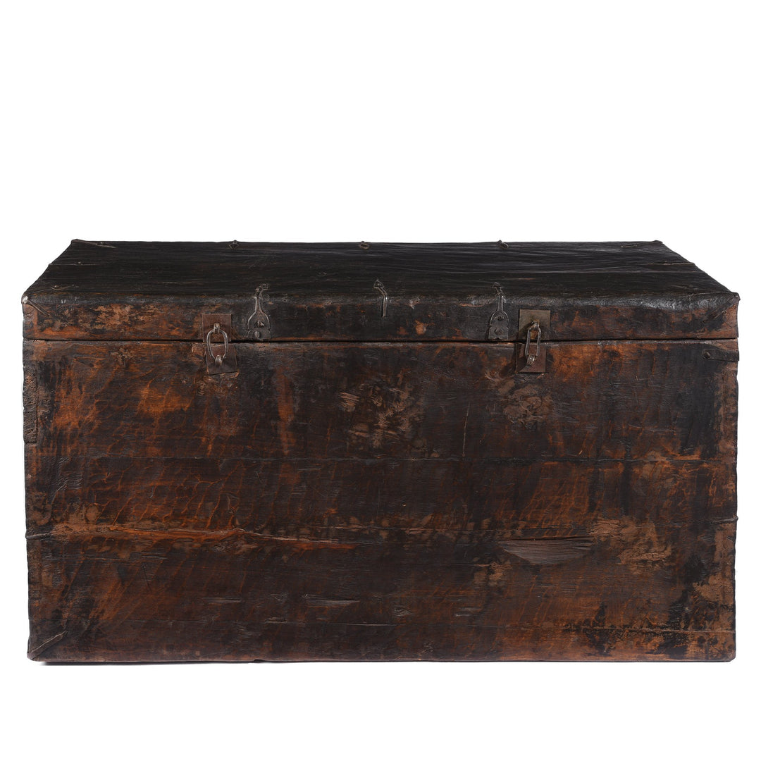 Rear detail of an Old Painted Tibetan Dragon Chest With Later Painting - 19th Century | Indigo Antiques