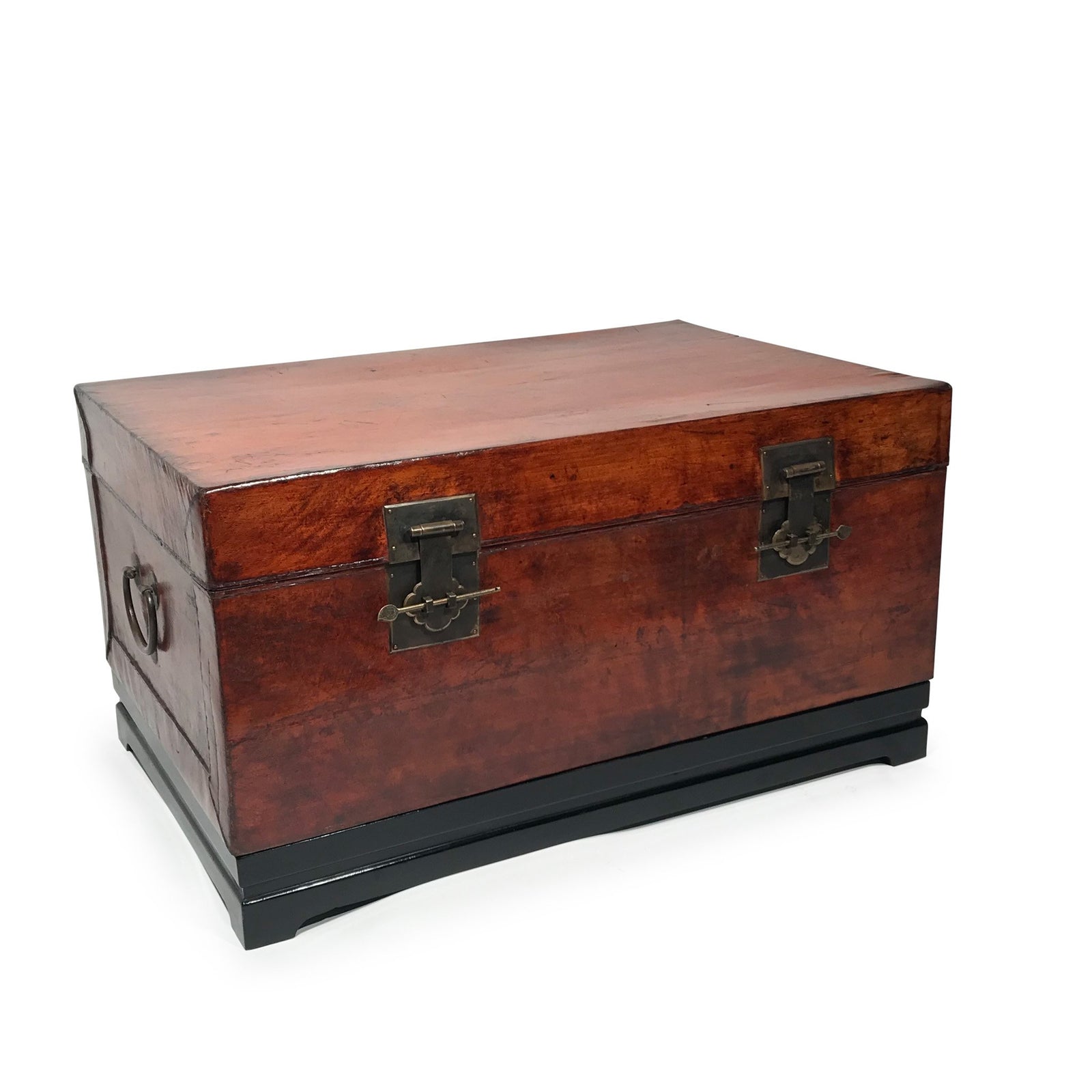 Tan Leather Trunk - 19thC on Later Stand - 83 x 56 x 45cms (wxdxh) - M355