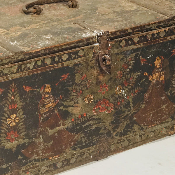 Painted Merchants Box From Rajasthan (Rare Example) - 19thC