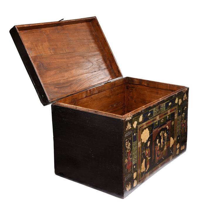 Open Detail from a Painted Chinese Opera Chest from Shanxi Made from Paulownia Wood - 19thC | Indigo Oriental Antiques
