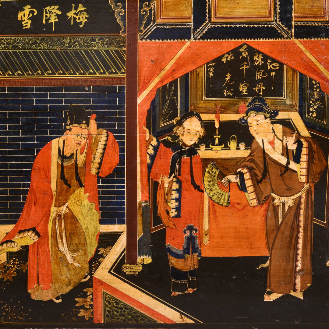 Detail of a Painted Chinese Opera Chest from Shanxi - 19thC | Indigo Antiques