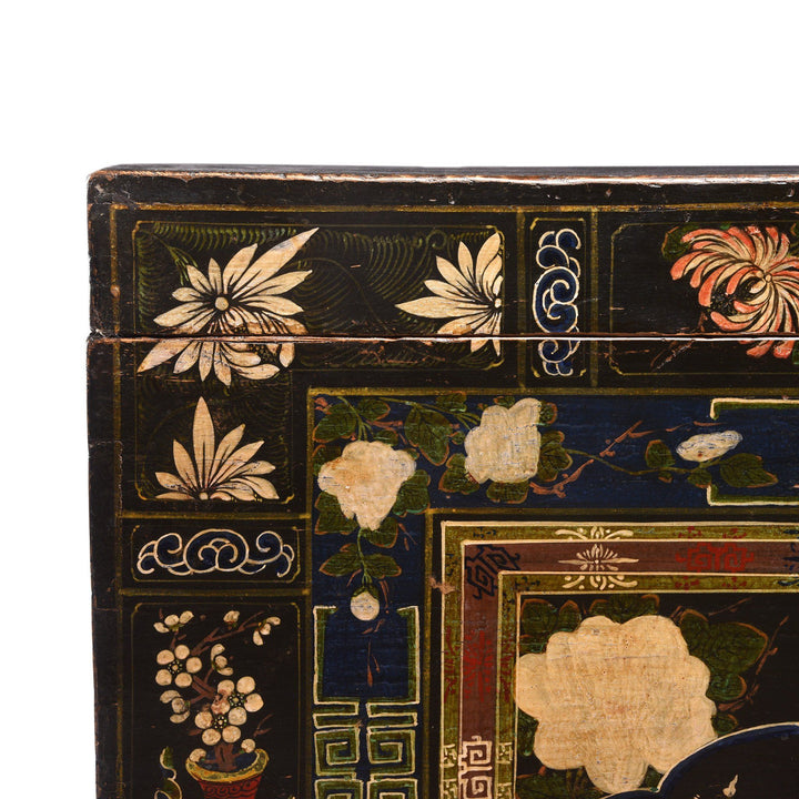 Corner Painted Detail Painted Chinese Opera Chest from Shanxi Made from Paulownia Wood - 19thC | Indigo Oriental Antiques
