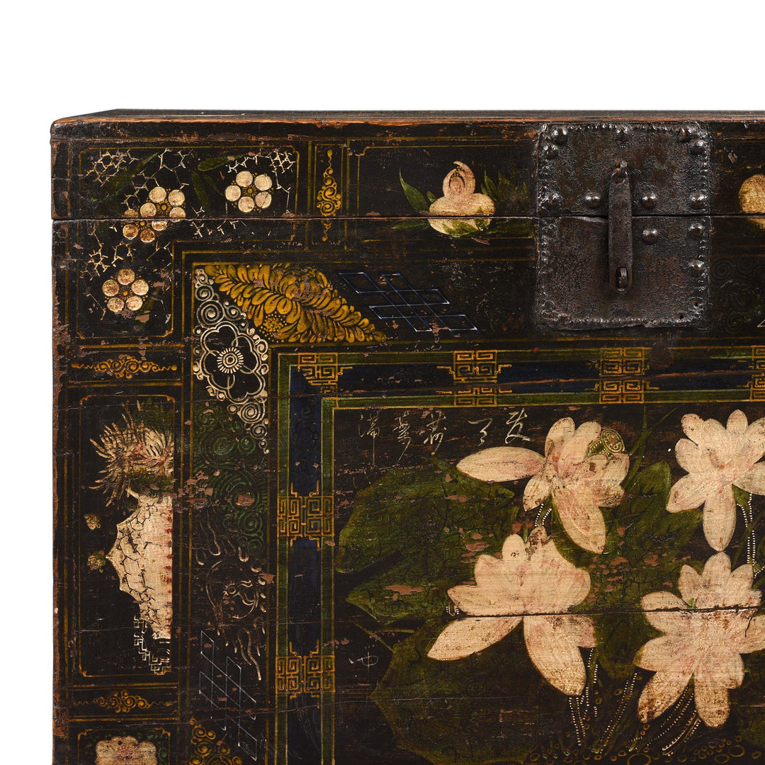 Corner Detail From Painted Opera Chest from Shanxi - 19thC | Indigo Antiques