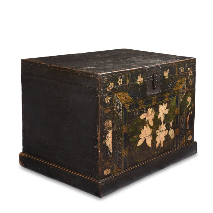 Corner View Of Painted Opera Chest from Shanxi - 19thC | Indigo Antiques