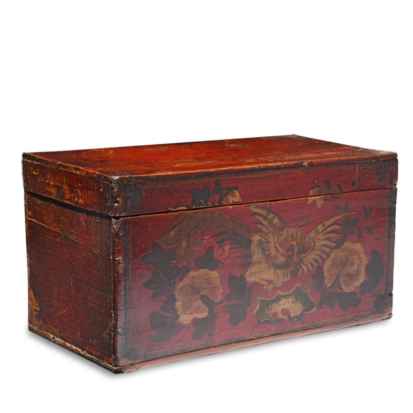 Painted Storage Box From Mongolia - Early 20thC
