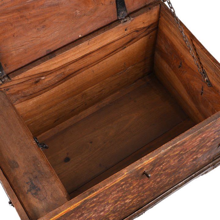 Interior Of Painted Teak Chest From Nagaur - 19thC | Indigo Antiques
