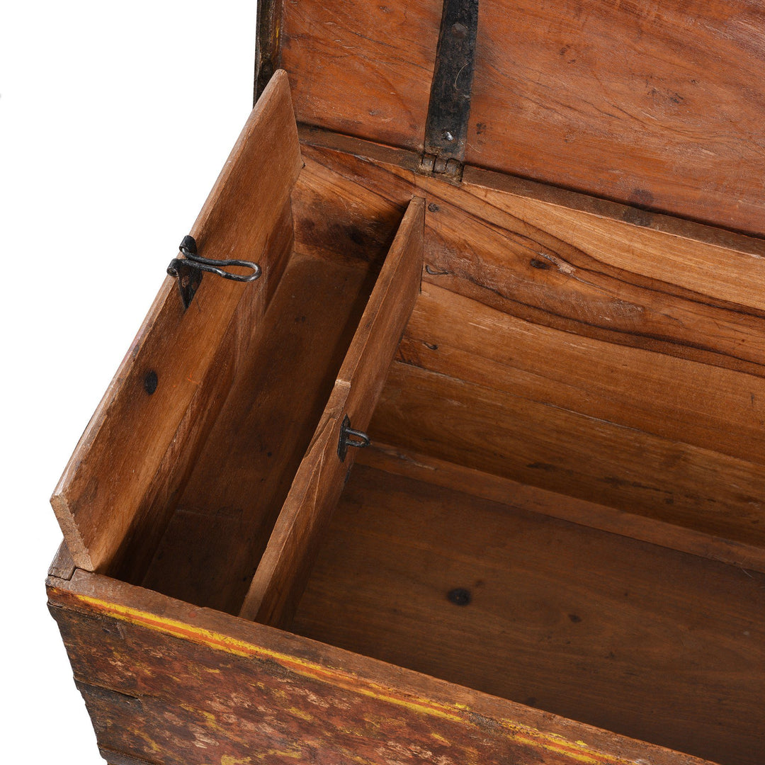 Interior Detail Of Painted Teak Chest From Nagaur - 19thC | Indigo Antiques