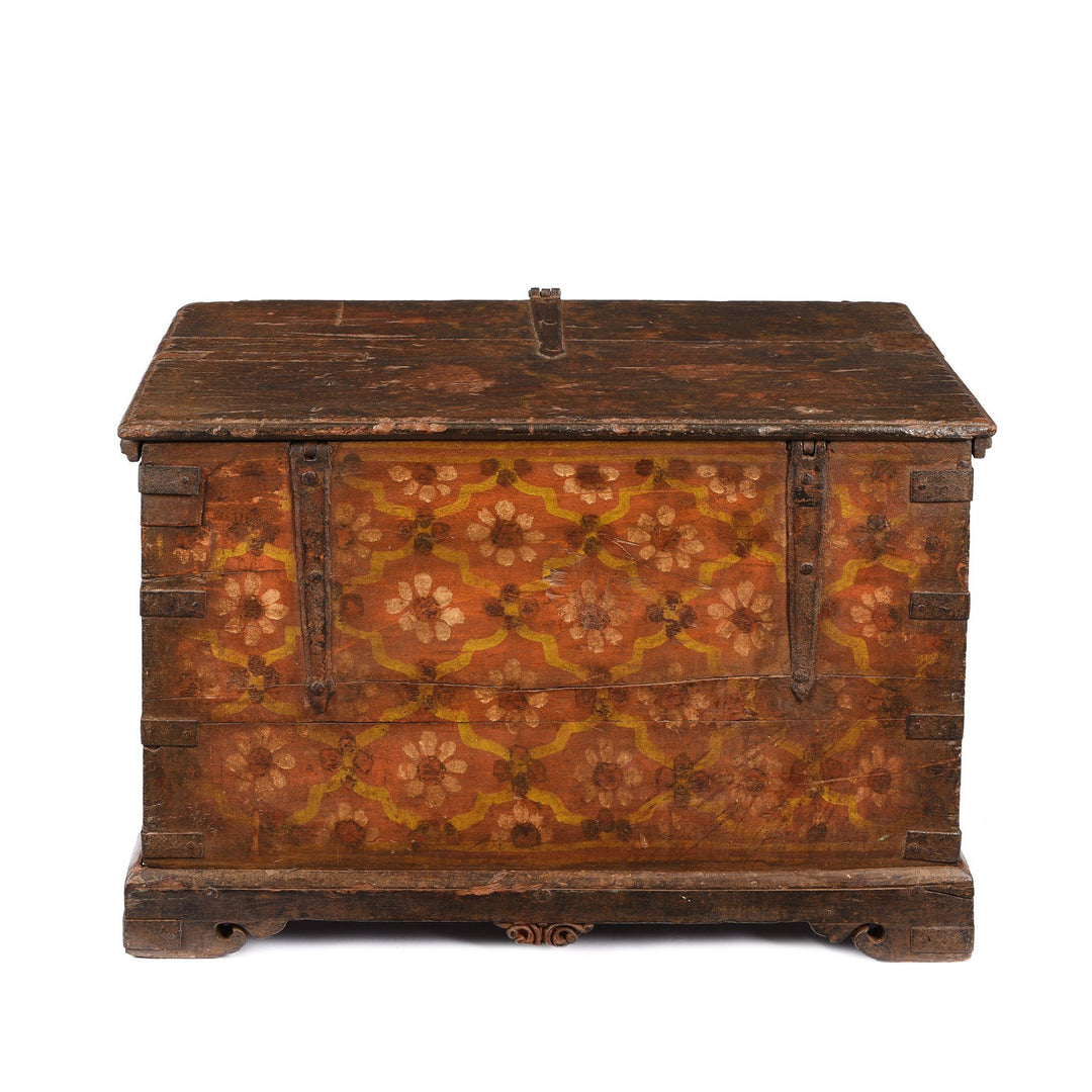 Back Of Painted Teak Chest From Nagaur - 19thC | Indigo Antiques