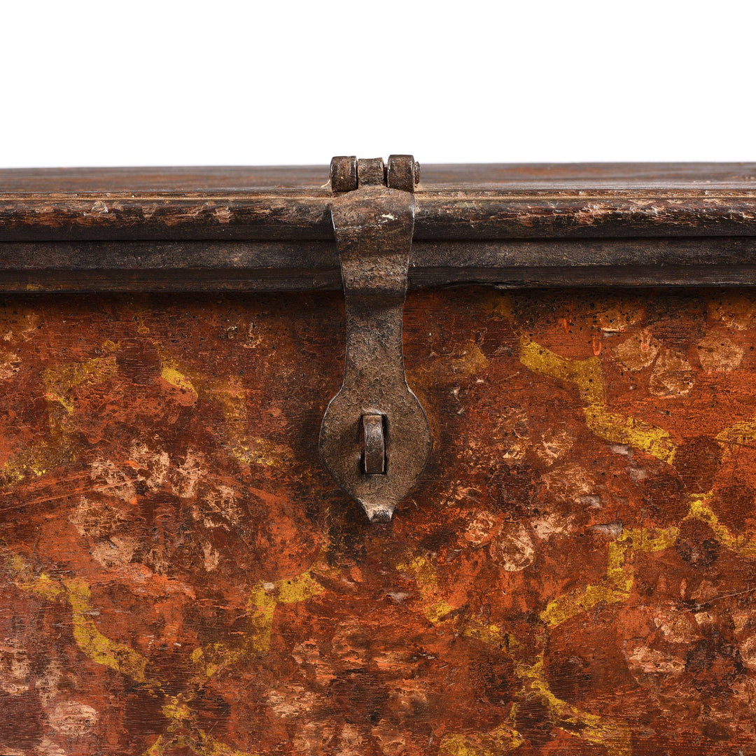 Latch Detail Of Painted Teak Chest From Nagaur - 19thC | Indigo Antiques