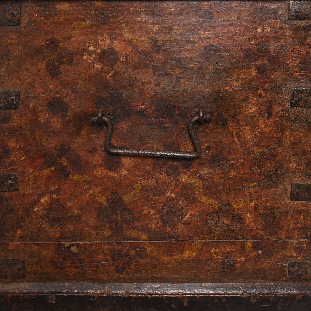 Handle Detail Of Painted Teak Chest From Nagaur - 19thC | Indigo Antiques