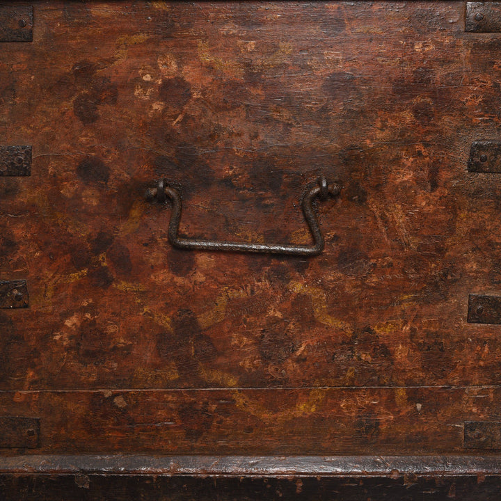 Handle Detail Of Painted Teak Chest From Nagaur - 19thC | Indigo Antiques