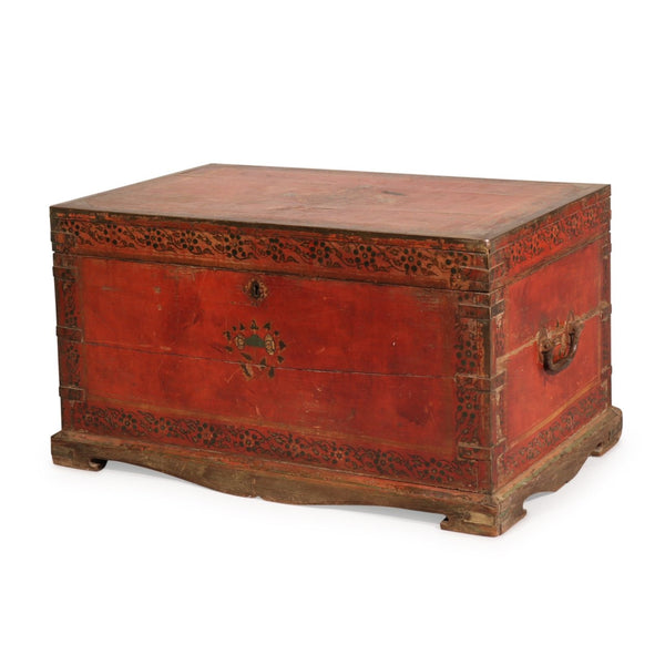 Painted Teak Jewellery Box from Rajasthan -19thC