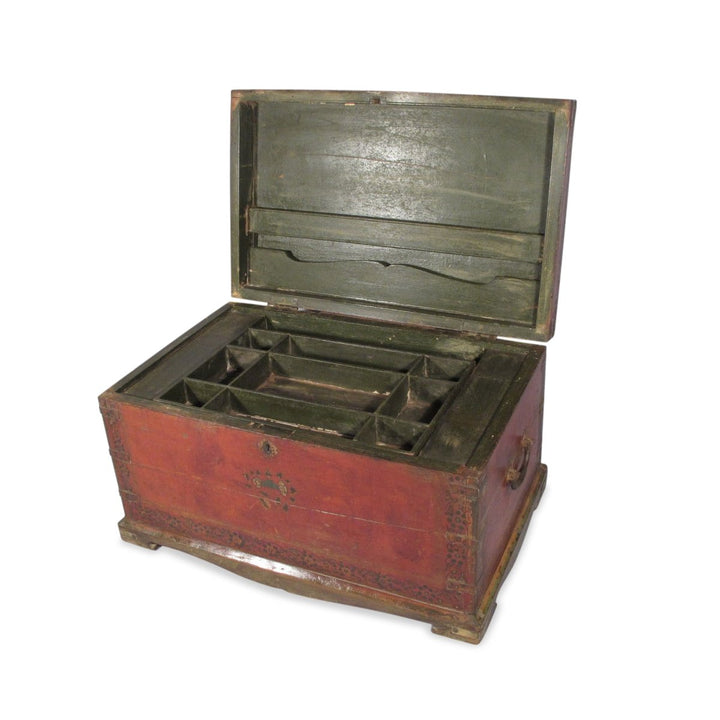 Painted Teak Jewellery Box from Rajasthan -19thC | Indigo Oriental Antiques