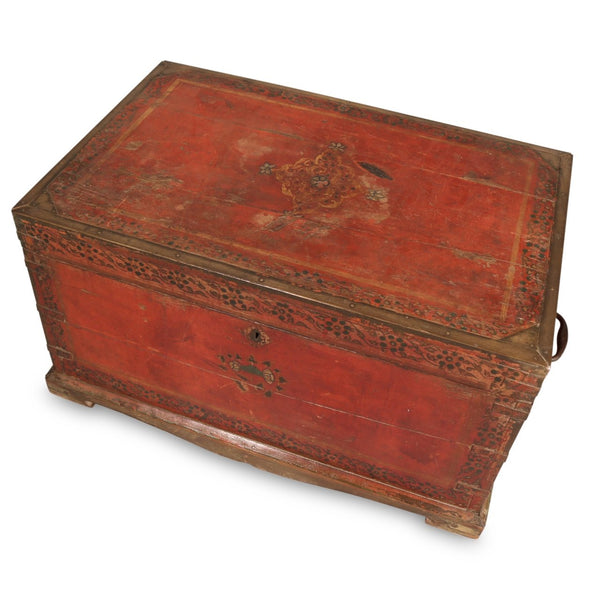Painted Teak Jewellery Box from Rajasthan -19thC