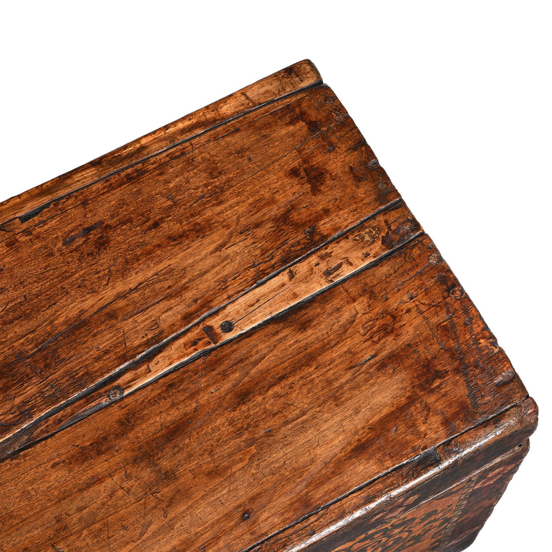 Wood Detailing From Painted Tibetan 'Floral' Storage Chest - 18thC | Indigo Antiques