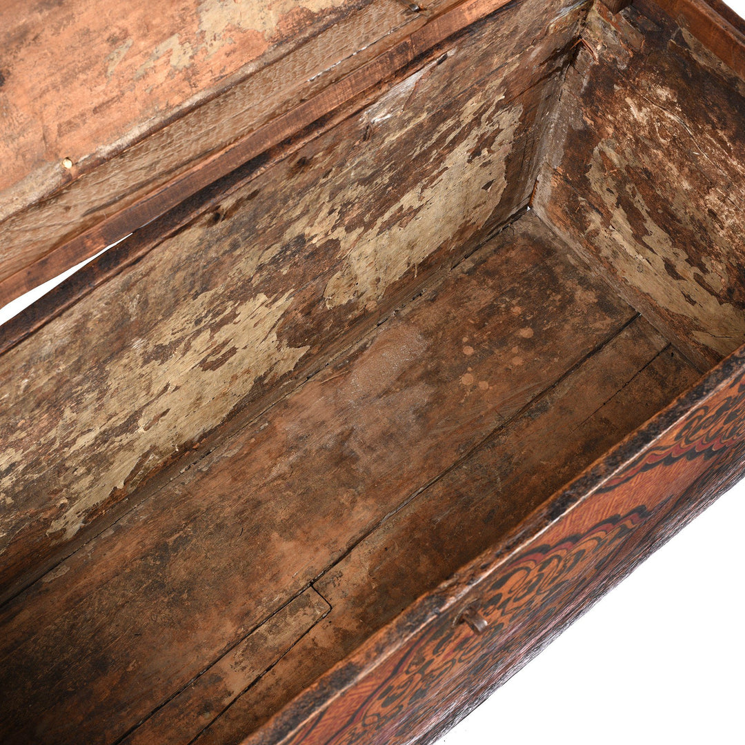 Interior Of Painted Tibetan 'Floral' Storage Chest - 18thC | Indigo Antiques