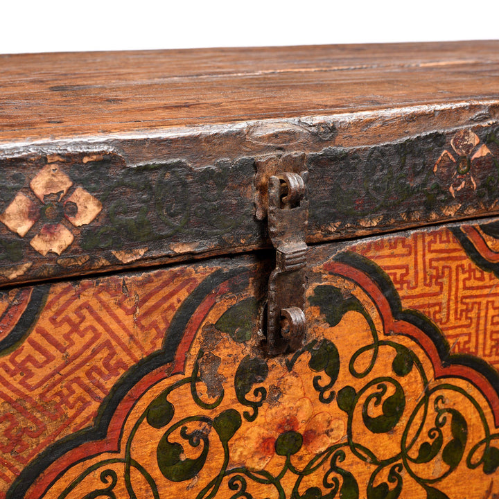Latch Detail From Painted Tibetan 'Floral' Storage Chest - 18thC | Indigo Antiques