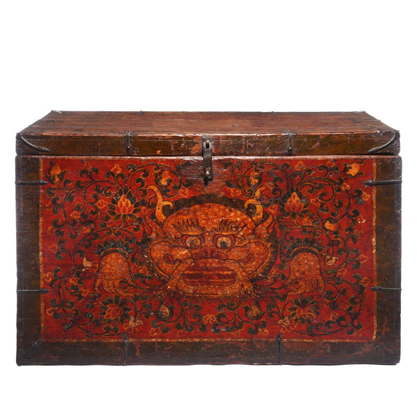 Painted Zeeba Chest From Tibet - 19thC