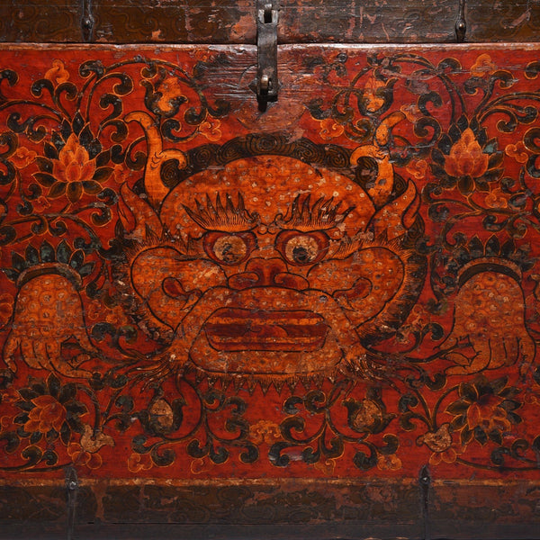 Painted Zeeba Chest From Tibet - 19thC