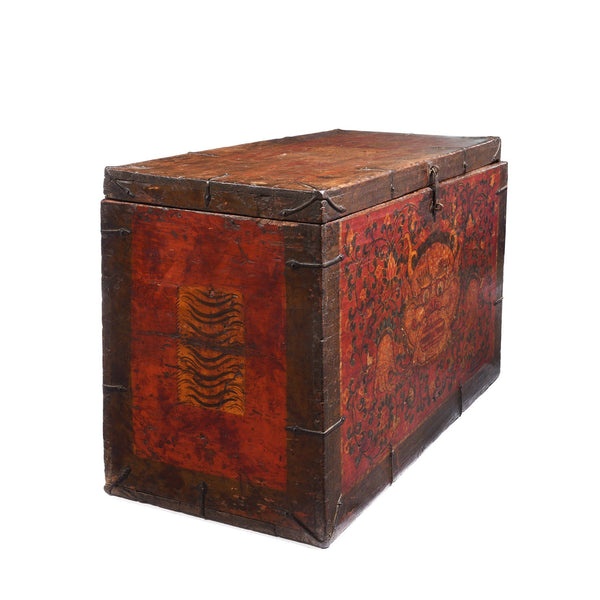 Painted Zeeba Chest From Tibet - 19thC