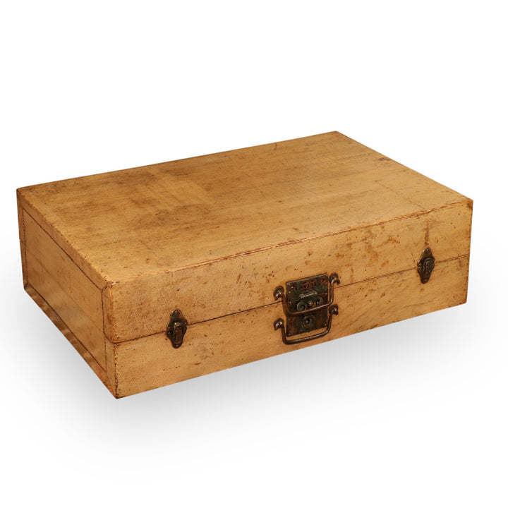 Pale Leather Trunk from Shanghai - Circa 1920 - 70 x 46.5 x 21  (wxdxh) - M284
