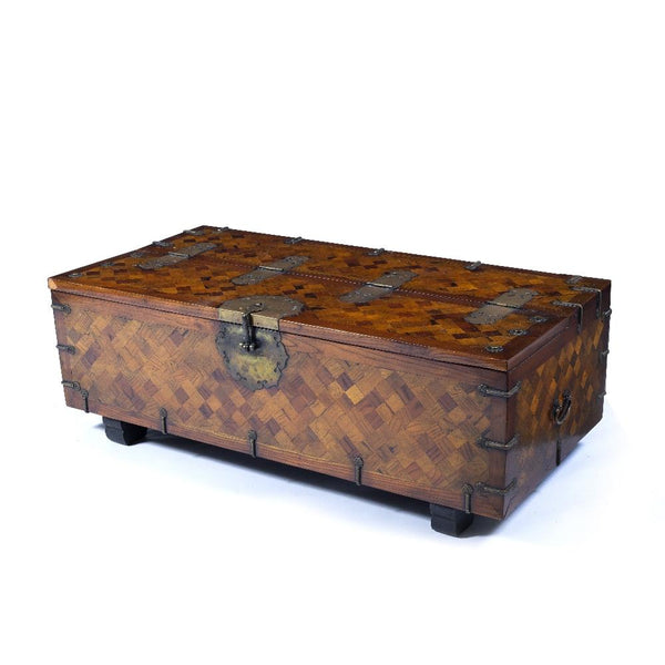 Parqetry Inlay Coin Chest From Korea - 19thC