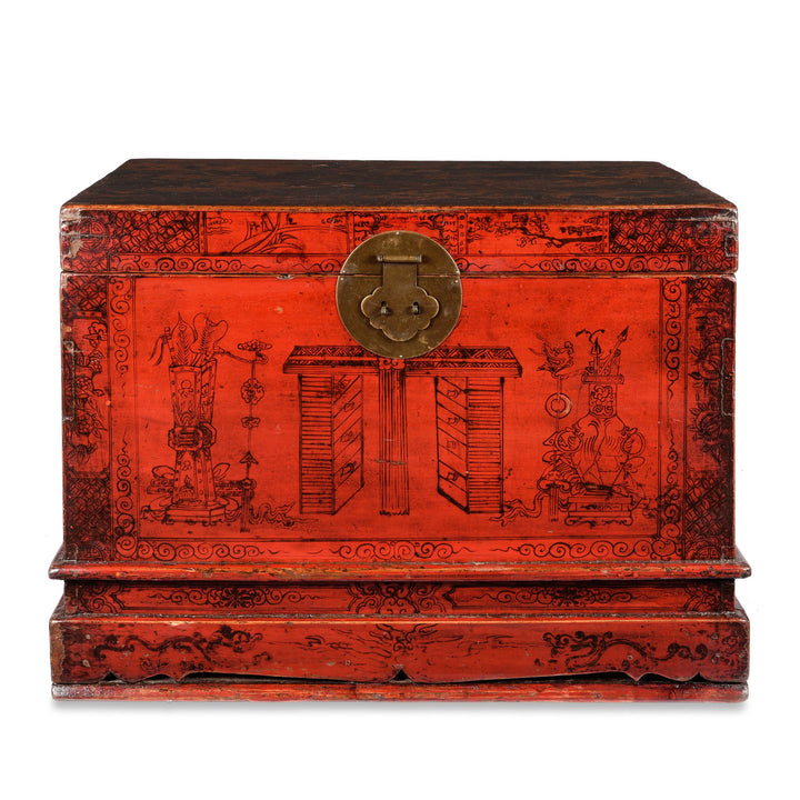 Red Lacquer Chinese Chest From Gansu - 19thC | Indigo Antiques