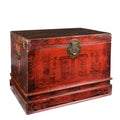 Red Lacquer Chinese Chest From Gansu - 19thC