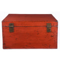 Red Lacquer Leather Trunk From Shanghai - Ca 1920