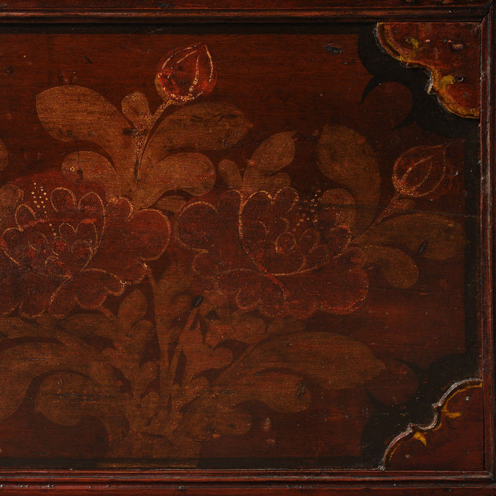 Antique Painted Wooden Indian Chest From South India With Original Floral Paint - 19th Century | Indigo Oriental Antiques
