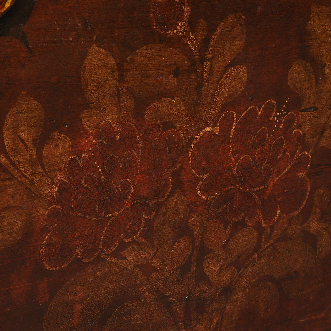 Antique Painted Wooden Indian Chest From South India With Original Floral Paint - 19th Century | Indigo Oriental Antiques