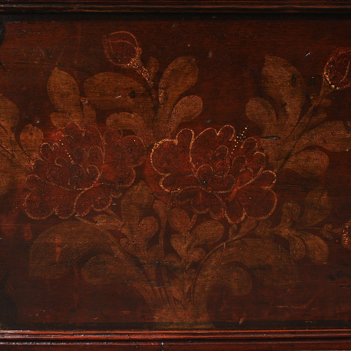Antique Painted Wooden Indian Chest From South India With Original Floral Paint - 19th Century | Indigo Oriental Antiques