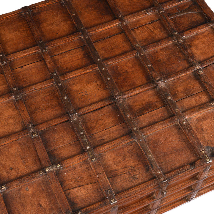 Top Detail from an Antique Indian Teak Stick Box Coffee Table From Rajasthan - 19thC | Indigo Antiques