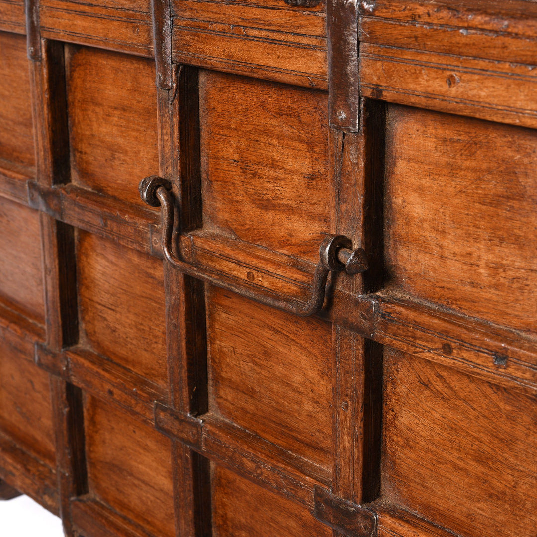 Handle Detail from an Antique Indian Teak Stick Box Coffee Table From Rajasthan - 19thC | Indigo Antiques