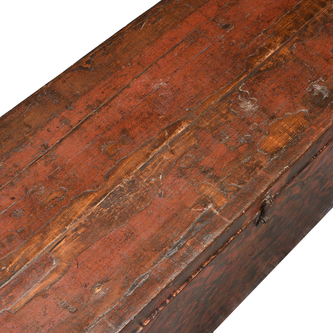 Top Detail Of Tibetan Trunk with Original Painting - 18thC | Indigo Antiques