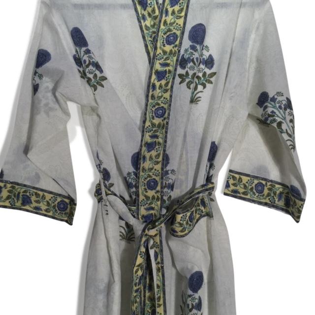 Jaipur Blue Dressing Gown 100% Cotton A00054