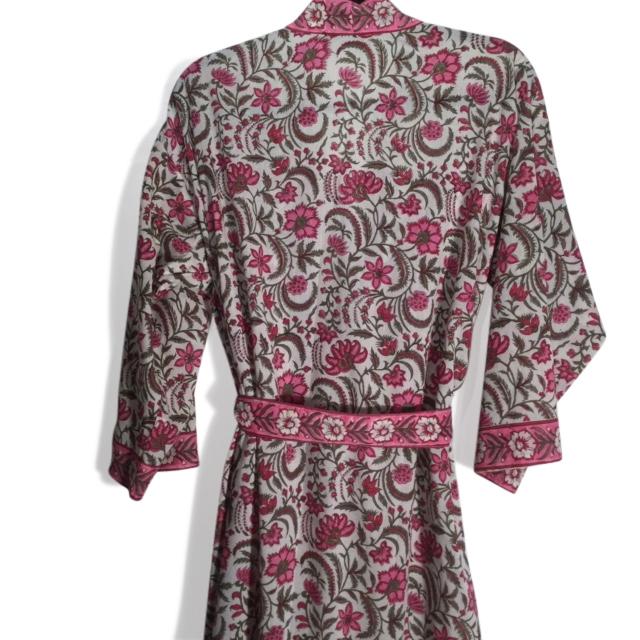 Pink Dianthus Dressing Gown 100% Cotton  A00052V3