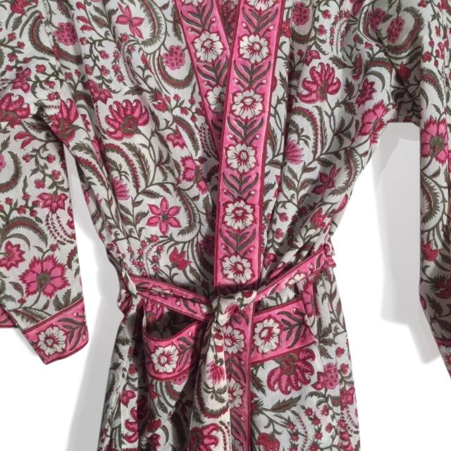 Pink Dianthus Dressing Gown 100% Cotton  A00052V3
