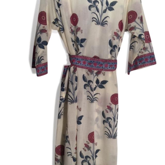 Crimson & Blue Mughal Flower Dressing Gown - A00052V2
