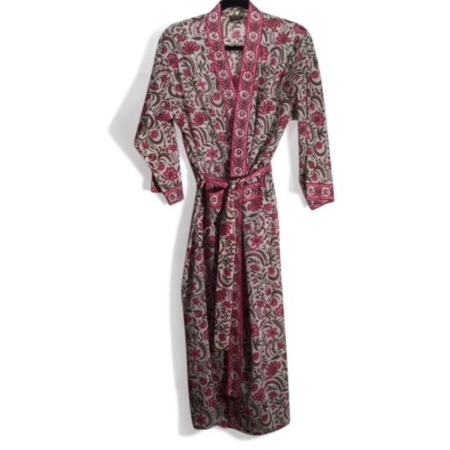 Pink Dianthus Dressing Gown 100% Cotton  A00052V3