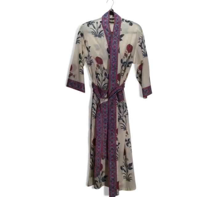 Crimson & Blue Mughal Flower Dressing Gown - A00052V2