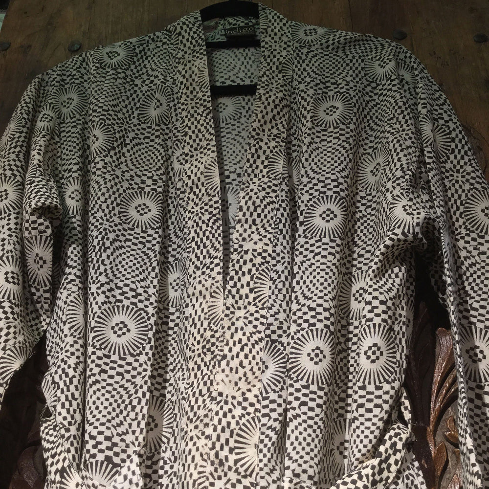 Bath - Robe -Unisex - Black & Cream - Moire --  Japanese Design - 100% - Cotton
