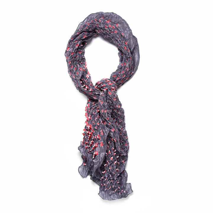 Grey Silk Indian Double Dot Bandhani Tie Dye Scarf | Indigo Antiques