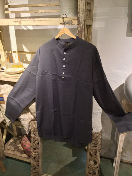 Nehru Style Dark Grey Shirt - 100% Cotton