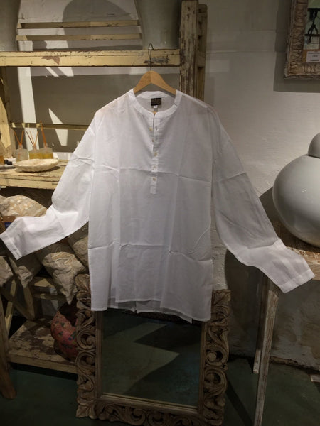 Nehru Style White Shirt - 100% Cotton