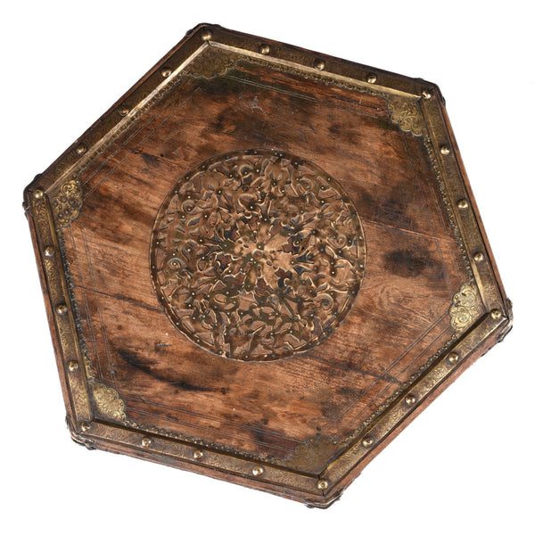 Brass & Rosewood Prayer Table from Gujarat - 19thC