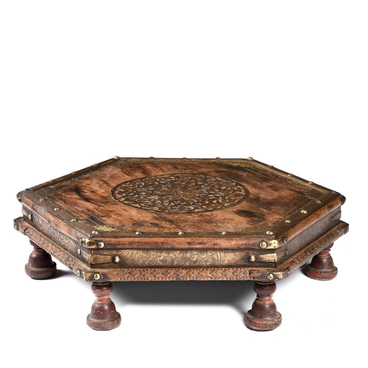 Brass & Rosewood Prayer Table from Gujarat - 19thC