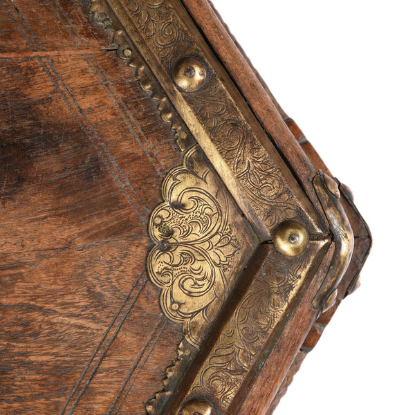 Brass & Rosewood Prayer Table from Gujarat - 19thC
