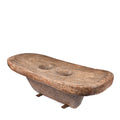 Carved Teak Mortar Table From Nagaland - Ca 100 Yrs Old