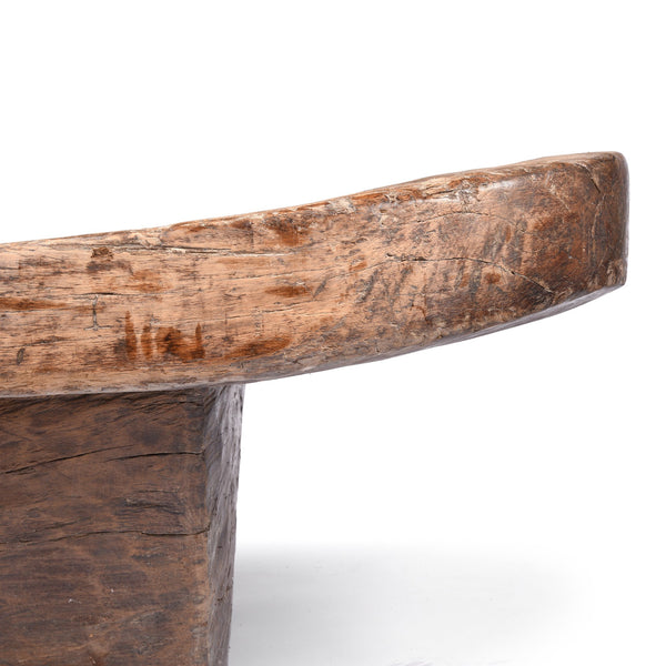 Carved Teak Mortar Table From Nagaland - Ca 100 Yrs Old